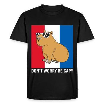 Dont Worry Be Cappy Capybara - Men's Premium Organic T-Shirt - black - Front - Nico (187cm)