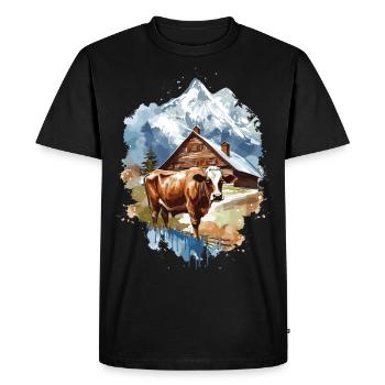 Zermatt, Matterhorn, Cervin montagne, randonneur - T-shirt Premium bio Homme - noir - Devant - Nico (187cm)