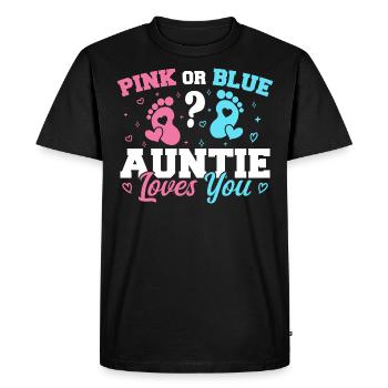 Pink Or Blue Auntie Loves You Gender reveal Auntie - T-shirt Premium bio Homme - noir - Devant - Nico (187cm)