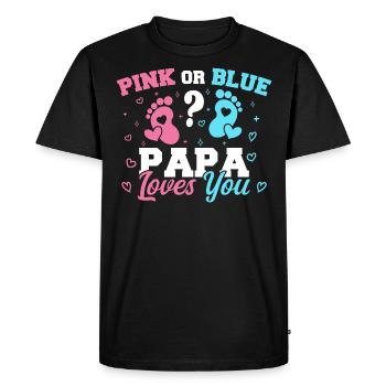 Pink Or Blue Papa Loves You - Gender reveal Papa - T-shirt Premium bio Homme - noir - Devant - Nico (187cm)