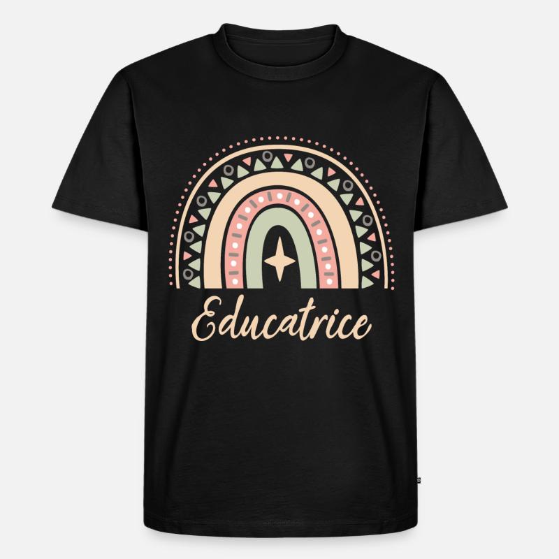 Cadeau Educatrice. Boho Rainbow éducatrice. - T-shirt Premium bio Homme - noir