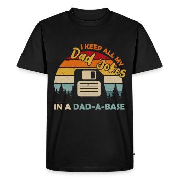 Je garde toutes les blagues de mon père dans une disquette de base de papa - T-shirt Premium bio Homme - noir - Devant - Nico (187cm)