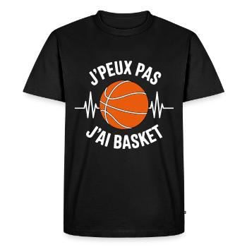 j peux pas j ai basket - basket-ball, baskets - T-shirt Premium bio Homme - noir - Devant - Nico (187cm)