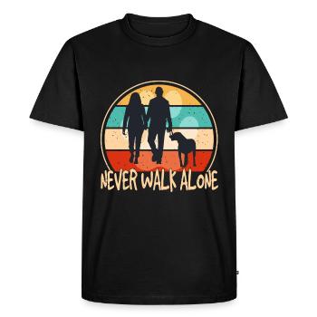 Dog Owner with Dog Never Walk Alone - Men's Premium Organic T-Shirt - black - Front - Nico (187cm)