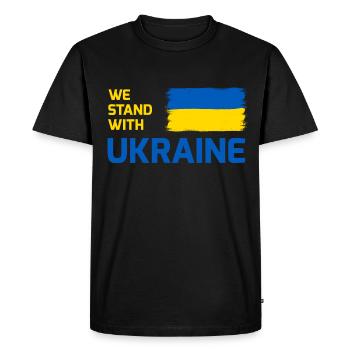 Nous sommes avec le drapeau de l’Ukraine - T-shirt Premium bio Homme - noir - Devant - Nico (187cm)
