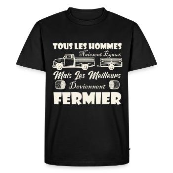Tous les Hommes naissent égaux,Meilleur fermier - T-shirt Premium bio Homme - noir - Devant - Nico (187cm)