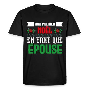mon premier Noël en tant que Epouse - T-shirt Premium bio Homme - noir - Devant - Nico (187cm)