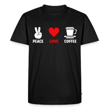 Café Peace Love - T-shirt Premium bio Homme - noir - Devant - Nico (187cm)