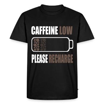 Low caffeine Please charge - Coffee battery - Men's Premium Organic T-Shirt - black - Front - Nico (187cm)
