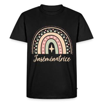 Cadeau Inséminatrice. Boho Rainbow inséminatrice. - T-shirt Premium bio Homme - noir - Devant - Nico (187cm)