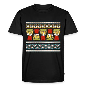 African Instrument Retro Djembe & Dunun - Men's Premium Organic T-Shirt - black - Front - Nico (187cm)