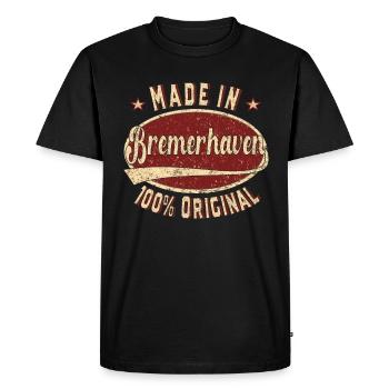 Made in Bremerhaven 100 % original Bremerhavener - Men's Premium Organic T-Shirt - black - Front - Nico (187cm)