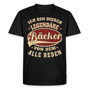 Bäcker Spruch ich bin dieser legendäre Bäcker - Männer Premium Bio T-Shirt - Schwarz - Vorne - Nico (187cm)