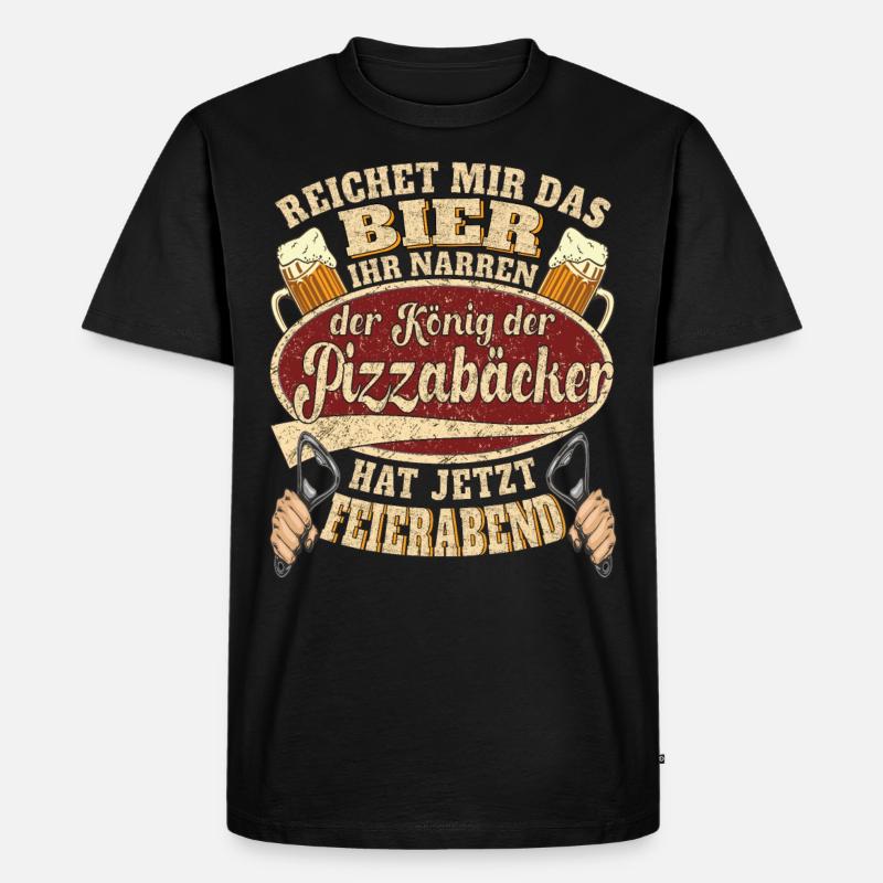 Pizzabäcker Bier Feierabend - Männer Premium Bio T-Shirt - Schwarz
