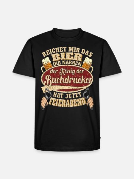 Buchdrucker Bier Feierabend - Männer Premium Bio T-Shirt - Schwarz