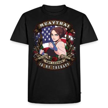 Muaythai is my therapy retro Mrs. Muaythai - Men's Premium Organic T-Shirt - black - Front - Nico (187cm)
