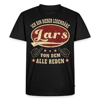 Lars ich bin dieser legendäre Lars Retro - Männer Premium Bio T-Shirt - Schwarz - Vorne - Nico (187cm)