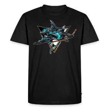 Daddy'SHARK Shop Logo #2 - Men's Premium Organic T-Shirt - black - Front - Nico (187cm)
