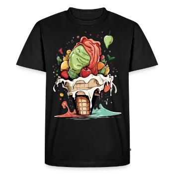 Cornet de glace aux fruits - T-shirt Premium bio Homme - noir - Devant - Nico (187cm)