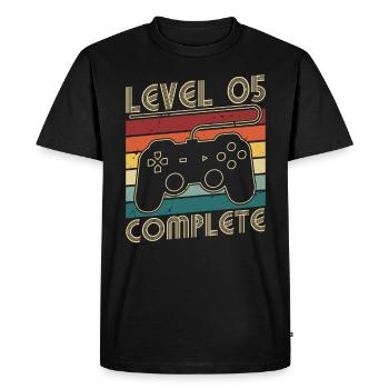 Level 5 Complete 5 Years Birthday Gift - Men's Premium Organic T-Shirt - black - Front - Nico (187cm)