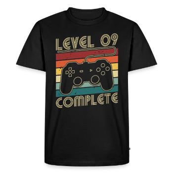 Niveau 9 Cadeau d'anniversaire complet de 9 ans - T-shirt Premium bio Homme - noir - Devant - Nico (187cm)
