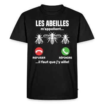 Bees call me... - Men's Premium Organic T-Shirt - black - Front - Nico (187cm)
