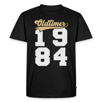 Oldtimer 1984 - Men's Premium Organic T-Shirt - black - Front - Nico (187cm)