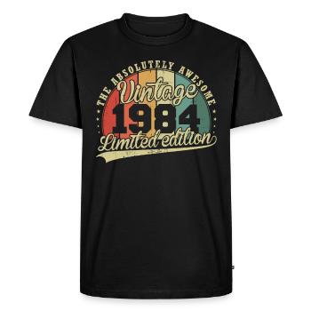 Great Since 1984 Vintage Vintage 1984 Gift - Men's Premium Organic T-Shirt - black - Front - Nico (187cm)