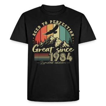 Great Since 1984 Vintage Birthday Gift - Men's Premium Organic T-Shirt - black - Front - Nico (187cm)
