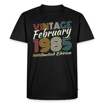 Février 1985 Rétro Vintage Cadeau d’anniversaire - T-shirt Premium bio Homme - noir - Devant - Nico (187cm)