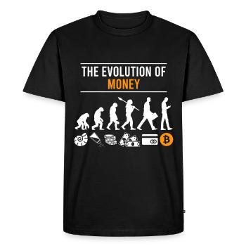 Crypto BTC Bitcoin The Evolution Of Money - Men's Premium Organic T-Shirt - black - Front - Nico (187cm)