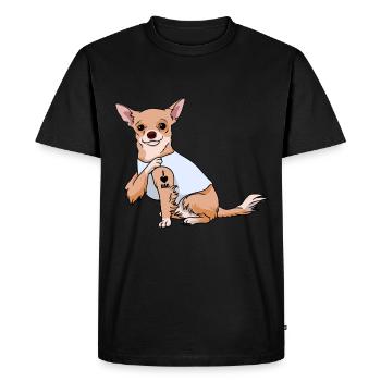 J’aime papa Tatouage Chihuahua Chien Fête des pères - T-shirt Premium bio Homme - noir - Devant - Nico (187cm)