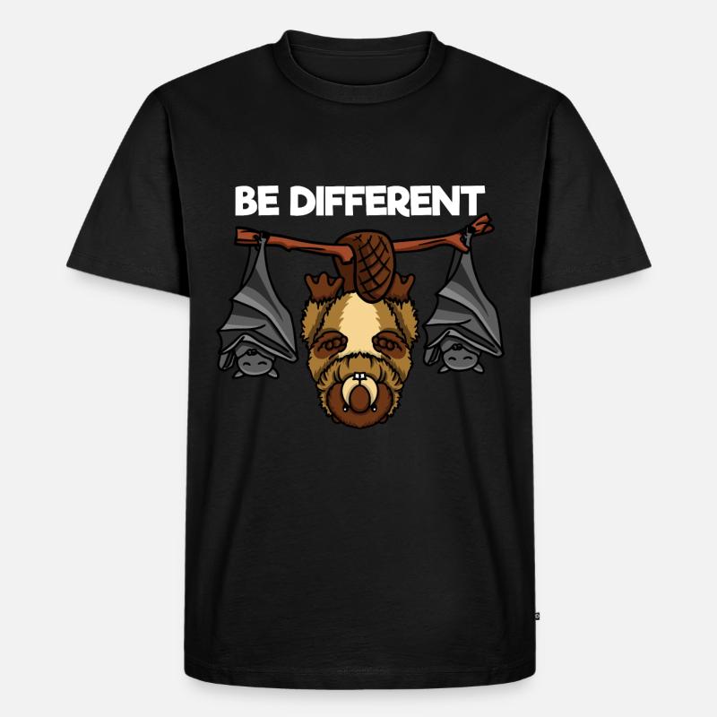 Be Different Biber und Fledermäuse - Männer Premium Bio T-Shirt - Schwarz