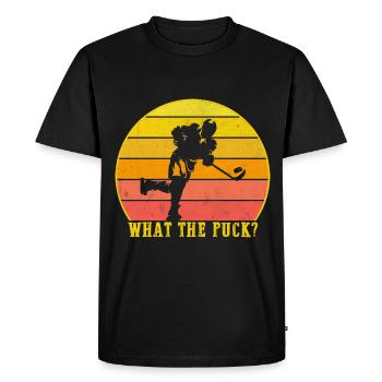 What the Puck? - Men's Premium Organic T-Shirt - black - Front - Nico (187cm)