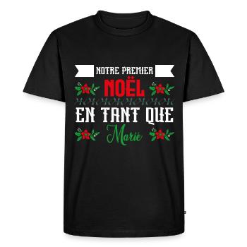 Notre premier Noël en tant que marié - T-shirt Premium bio Homme - noir - Devant - Nico (187cm)
