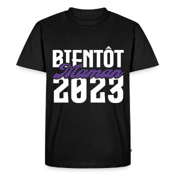 Cadeau Annonce grossesse bientôt Maman 2023. mama. - T-shirt Premium bio Homme - noir - Devant - Nico (187cm)