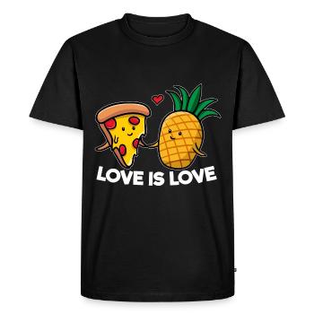 Love Is Love Pizza Pineapple - Men's Premium Organic T-Shirt - black - Front - Nico (187cm)
