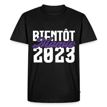 Cadeau Annonce grossesse bientôt Mamie 2023. - T-shirt Premium bio Homme - noir - Devant - Nico (187cm)