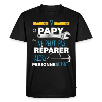 Papy bricoleur humour grand-père - T-shirt Premium bio Homme - noir - Devant - Nico (187cm)