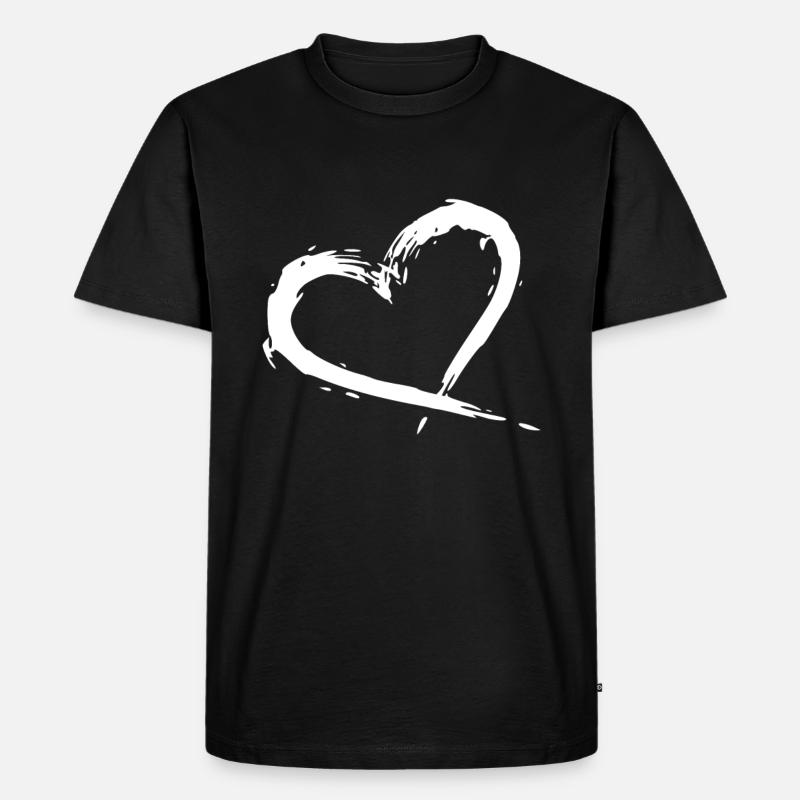 herz - Männer Premium Bio T-Shirt - Schwarz