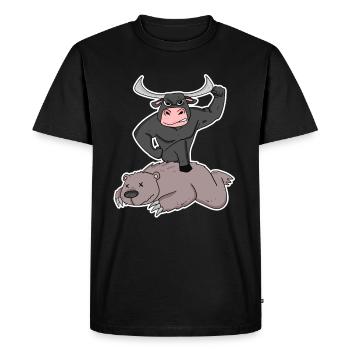 Échange haussier et baissier - T-shirt Premium bio Homme - noir - Devant - Nico (187cm)