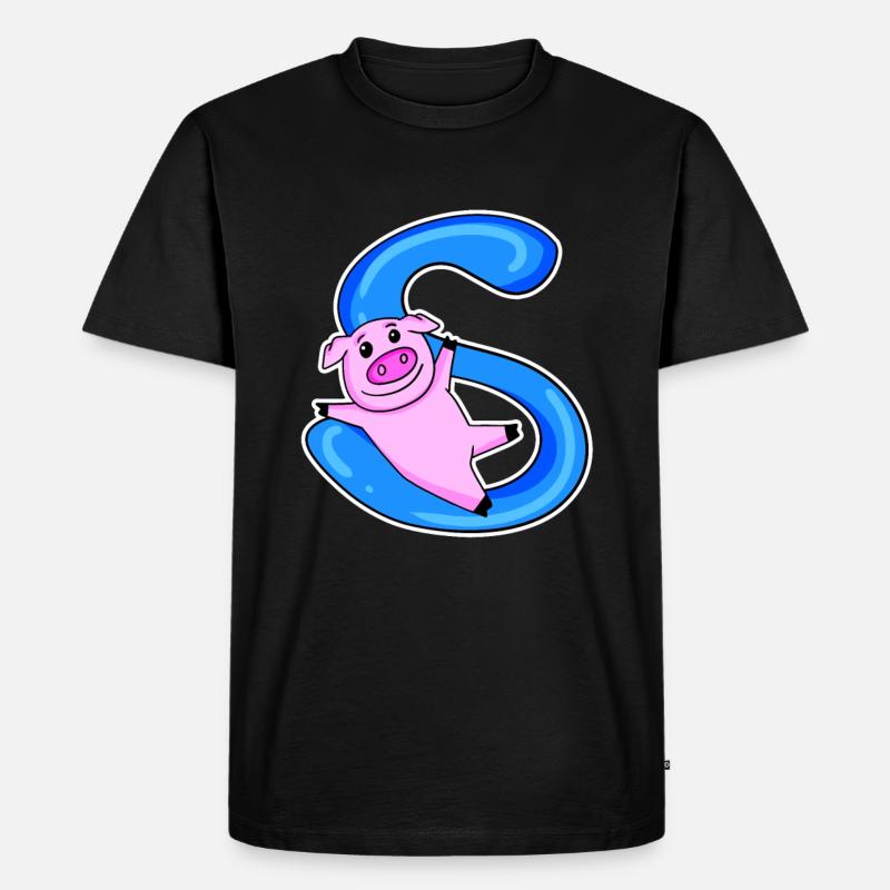 Schwein Buchstabe S - Männer Premium Bio T-Shirt - Schwarz