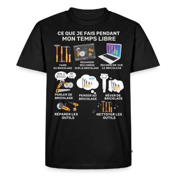 Bricolage outils, construction passion - T-shirt Premium bio Homme - noir - Devant - Nico (187cm)