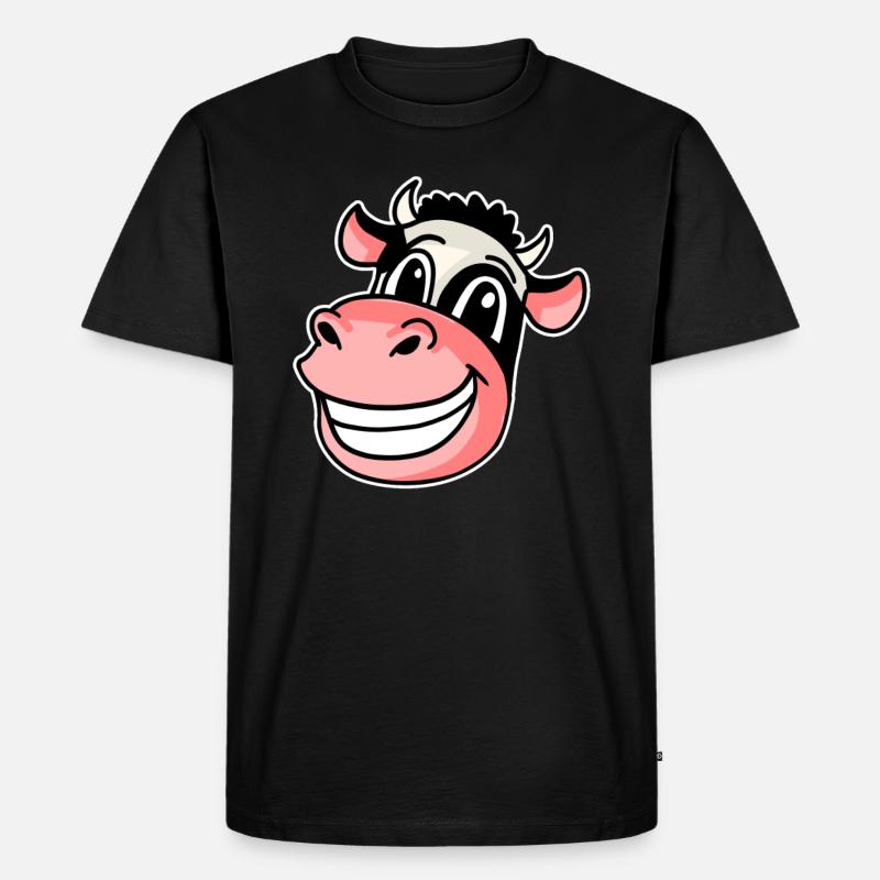 Kuh Kopf - Männer Premium Bio T-Shirt - Schwarz