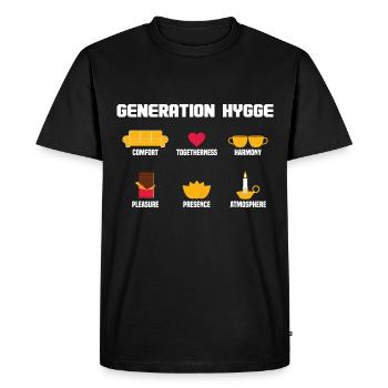 Génération Hygge I Style de vie danois I Cadeau - T-shirt Premium bio Homme - noir - Devant - Nico (187cm)