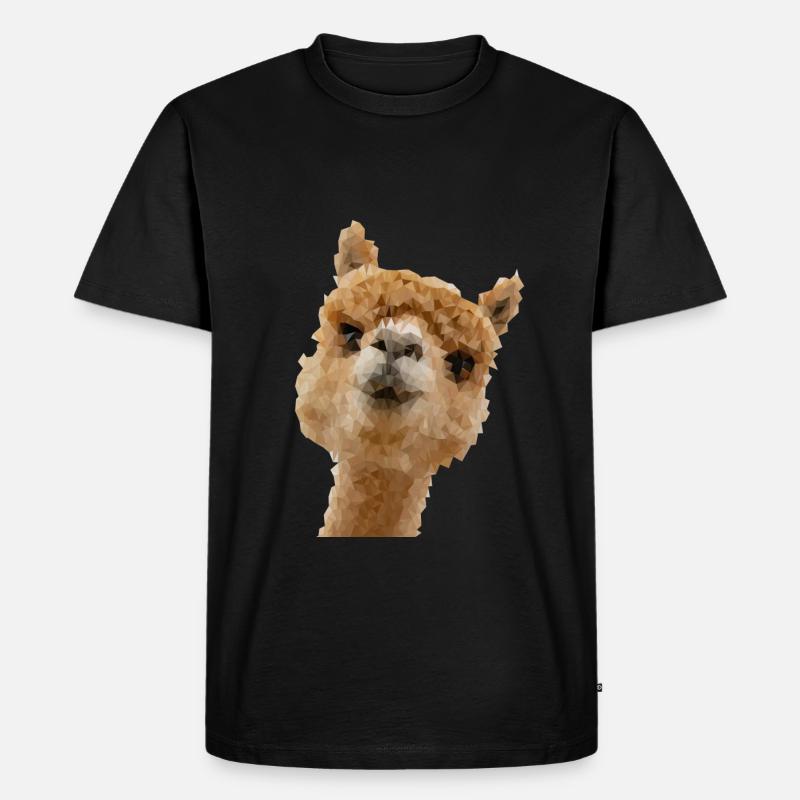 Alpaka im Polygon Design - Männer Premium Bio T-Shirt - Schwarz