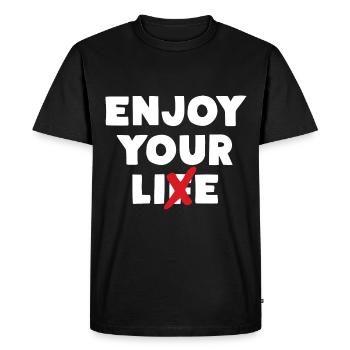 Profitez de votre mensonge - T-shirt Premium bio Homme - noir - Devant - Nico (187cm)