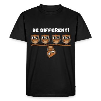 Be different Morning grumbler owls Fun bird - Men's Premium Organic T-Shirt - black - Front - Nico (187cm)
