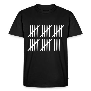 28 anniversaire liste-barres 28 ans - T-shirt Premium bio Homme - noir - Devant - Nico (187cm)