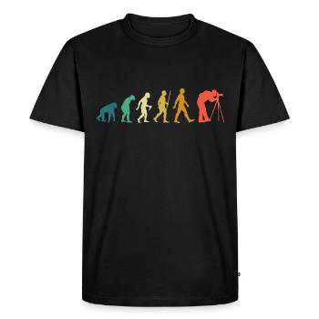 Photographie Évolution, photographe avec caméra objectif - T-shirt Premium bio Homme - noir - Devant - Nico (187cm)